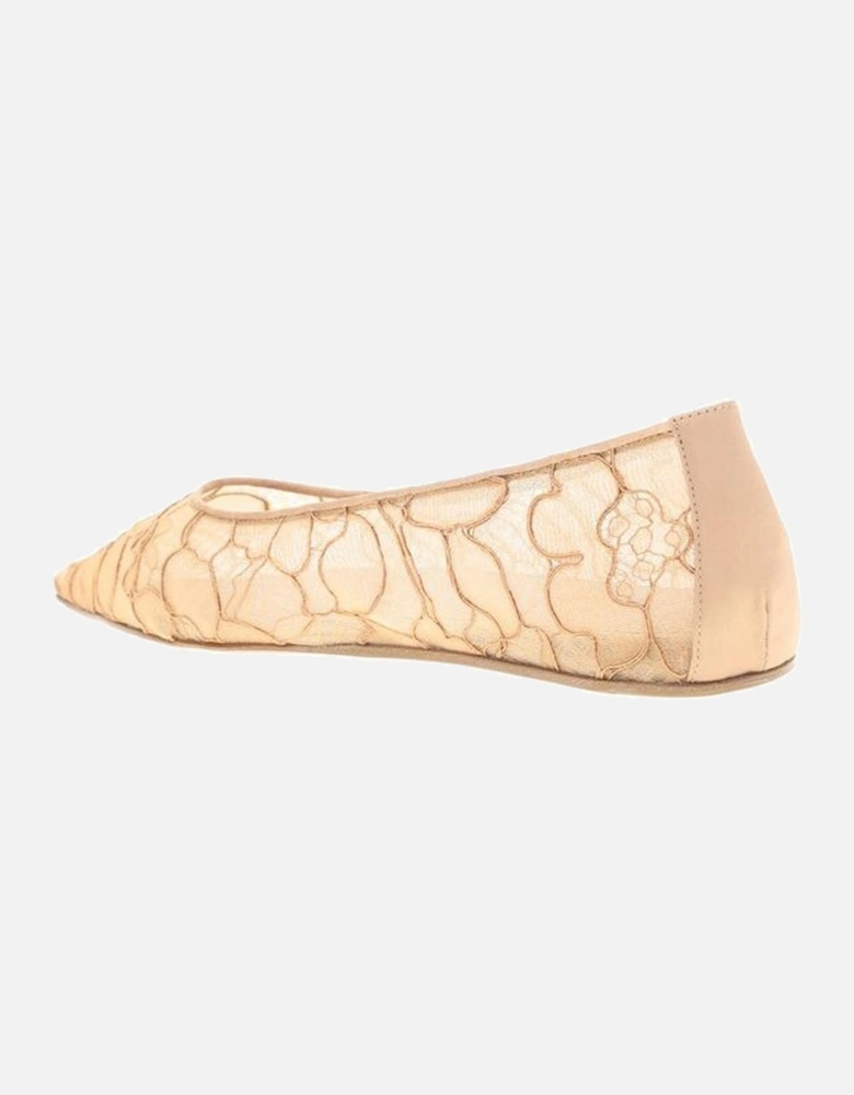 Lace Design Barbara Ballerinas with Elongated Toe Women - Beige Flats
