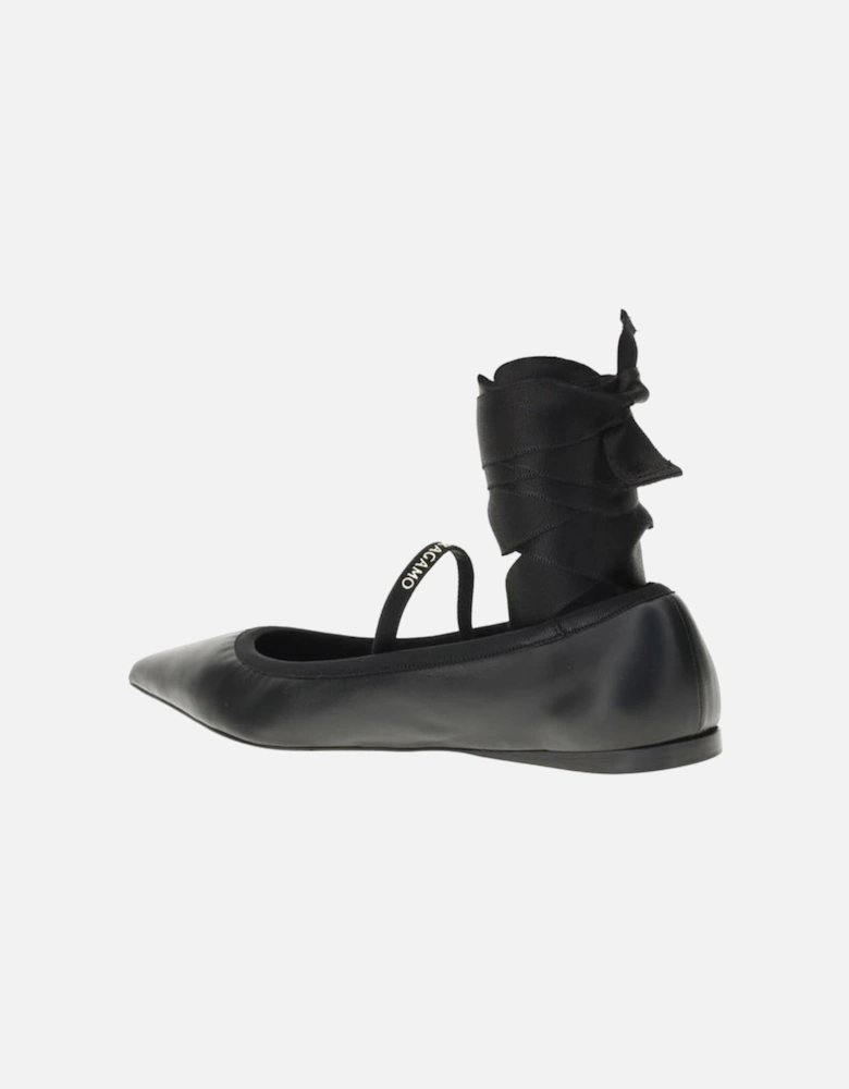 Ballerinas with Removable Satin Ribbon Women - Black Flats