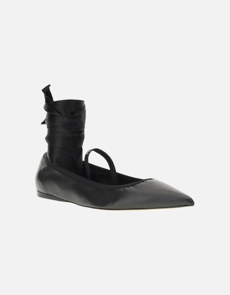 Ballerinas with Removable Satin Ribbon Women - Black Flats