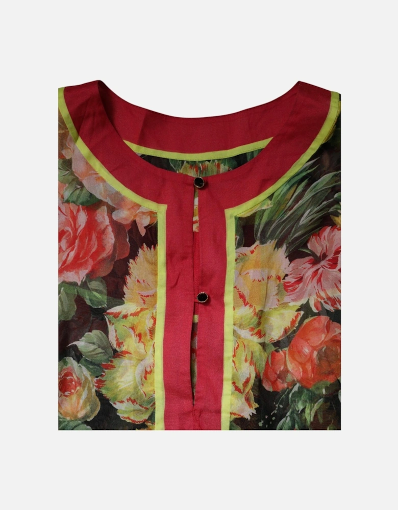 Floral Print Long Sleeve Silk Kaftan Dress Women - Multicolor Dresses