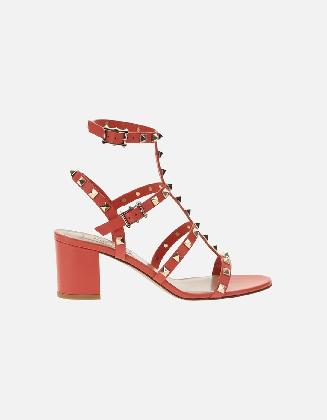 Rockstud Leather Sandals with Chunky Heel Women - Orange, 4 of 3
