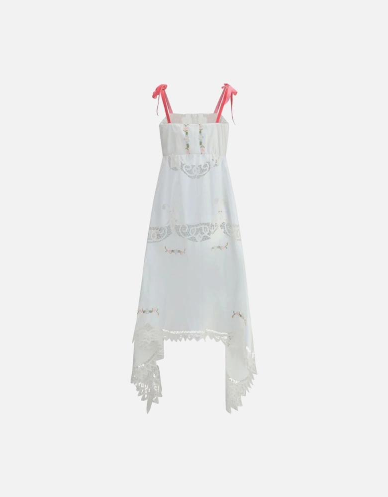 Asymmetrical Long Dress with Floral Appliques Women - White Dresses