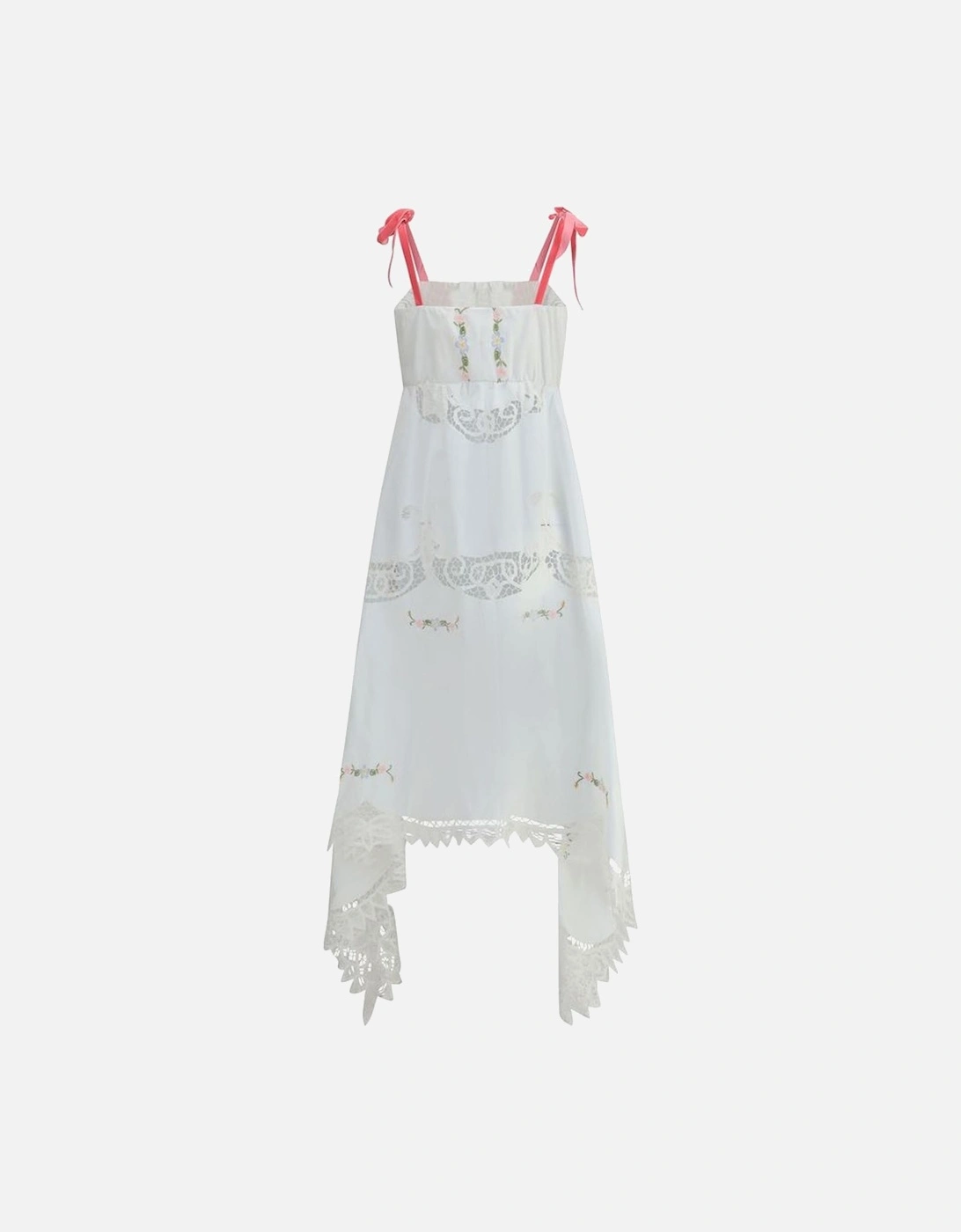 Asymmetrical Long Dress with Floral Appliques Women - White Dresses