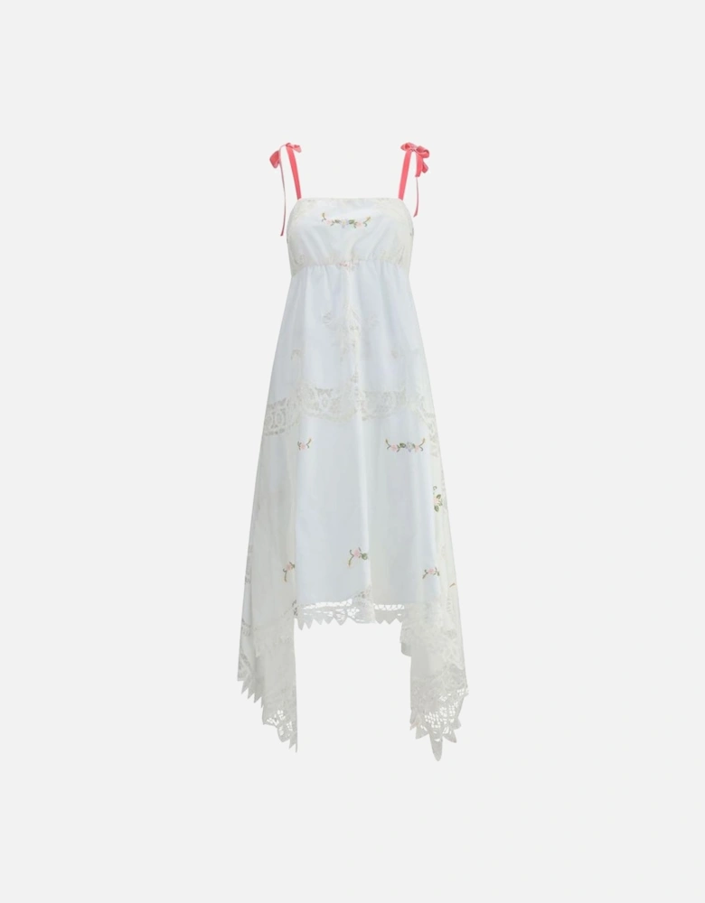 Asymmetrical Long Dress with Floral Appliques Women - White Dresses