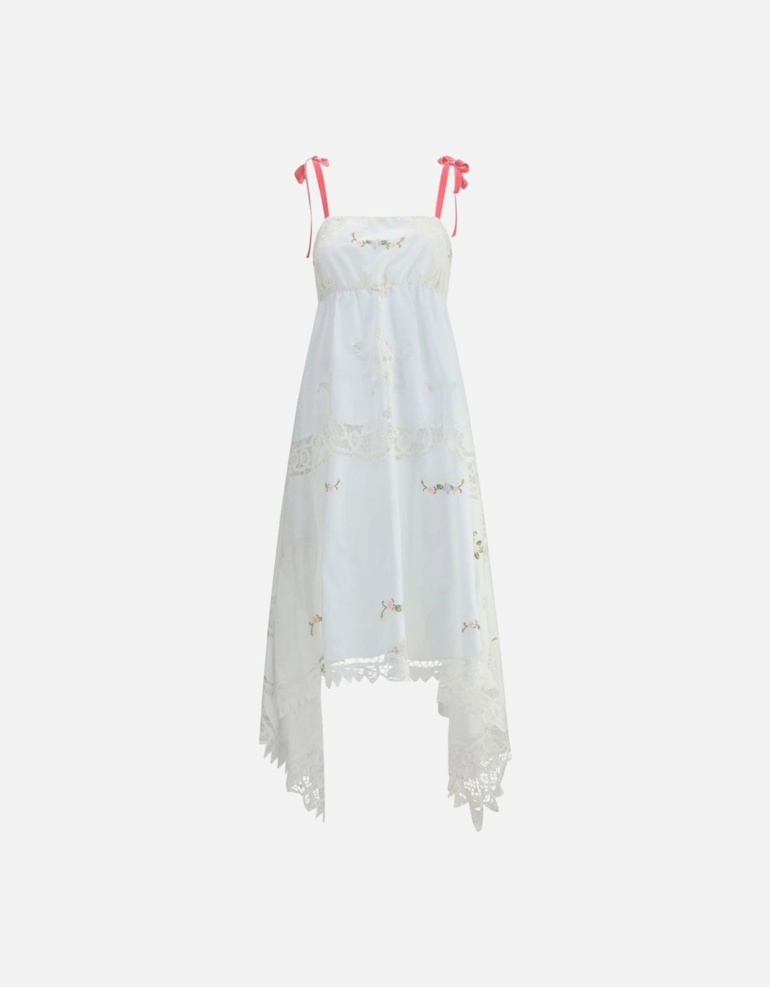 Asymmetrical Long Dress with Floral Appliques Women - White Dresses, 4 of 3