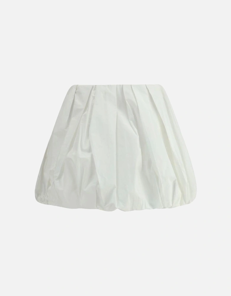 Cotton Cadric Mini Skirt with Balloon Pattern Women - White