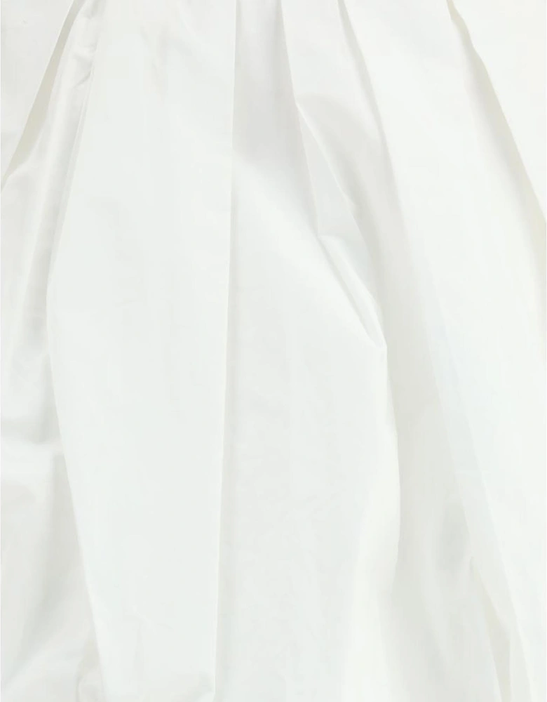 Cotton Cadric Mini Skirt with Balloon Pattern Women - White