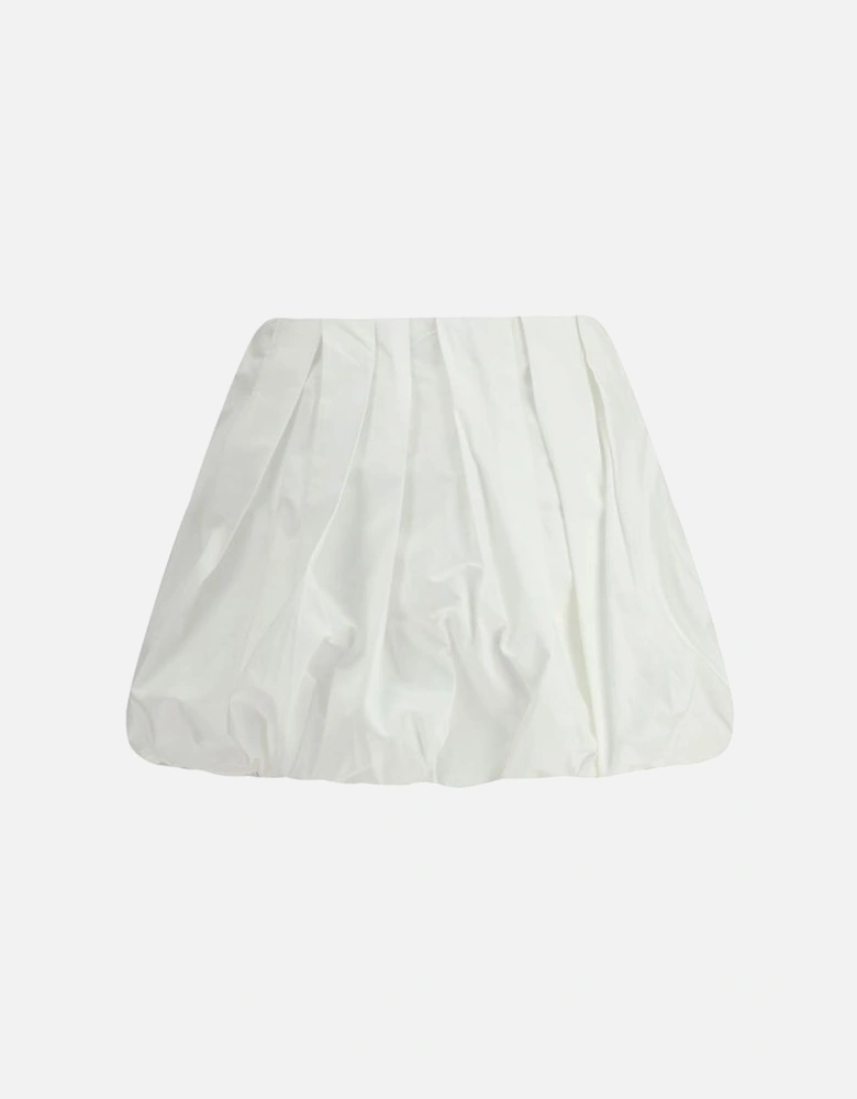 Cotton Cadric Mini Skirt with Balloon Pattern Women - White