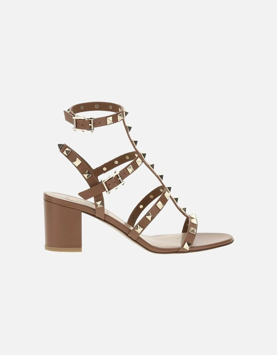 Rockstud Leather Chunky Heel Sandals Women - Brown, 4 of 3