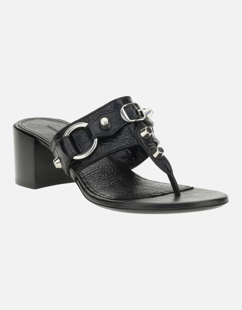 City Thong Sandals with Silver Studs Women - Black