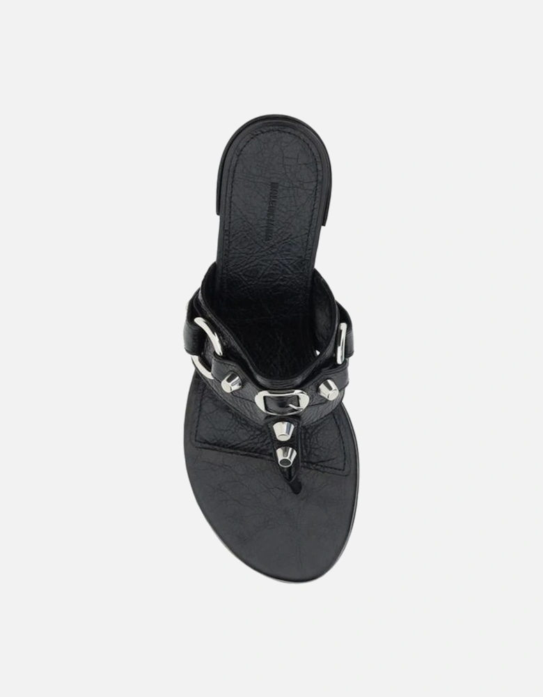 City Thong Sandals with Silver Studs Women - Black