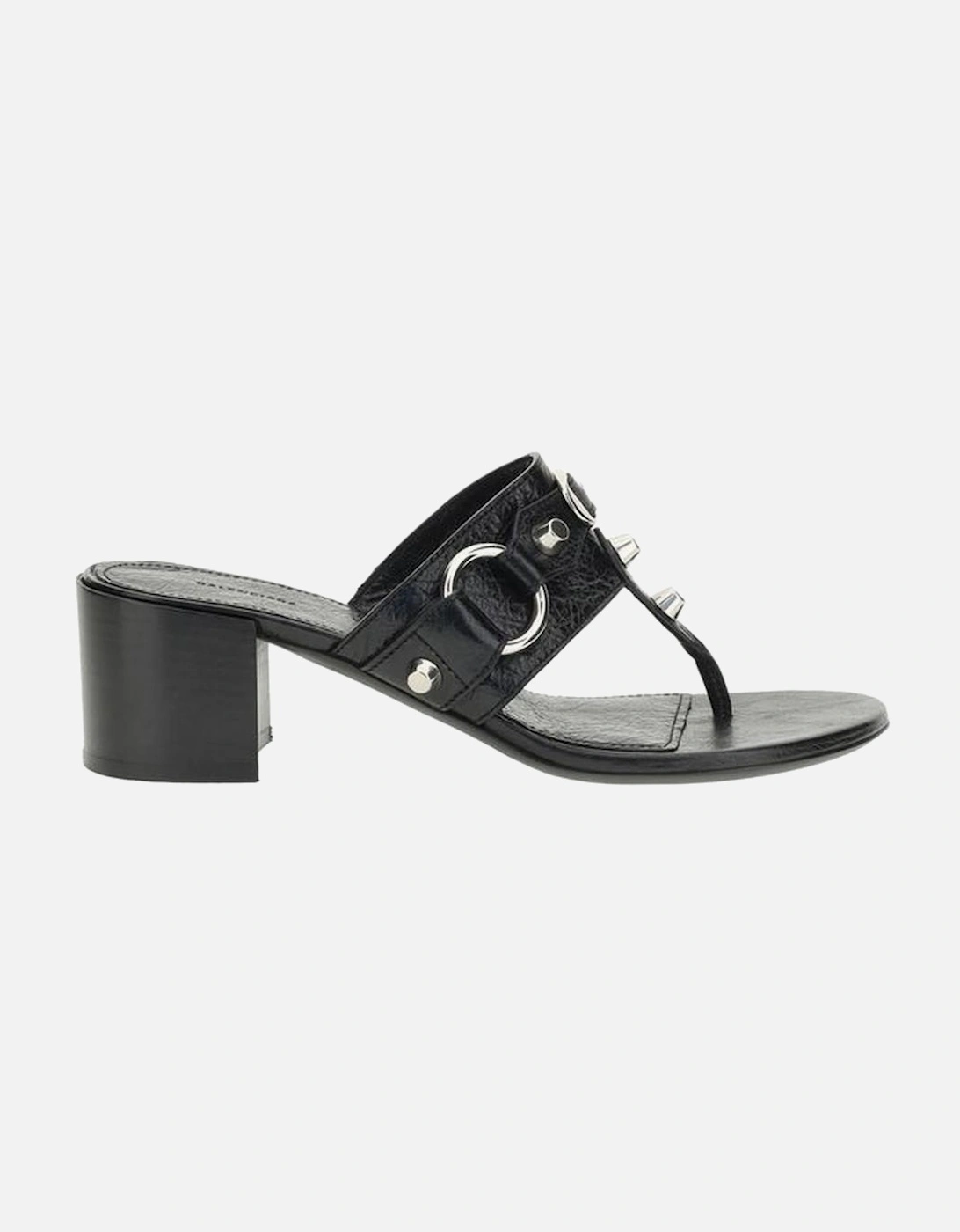 City Thong Sandals with Silver Studs Women - Black, 5 of 4