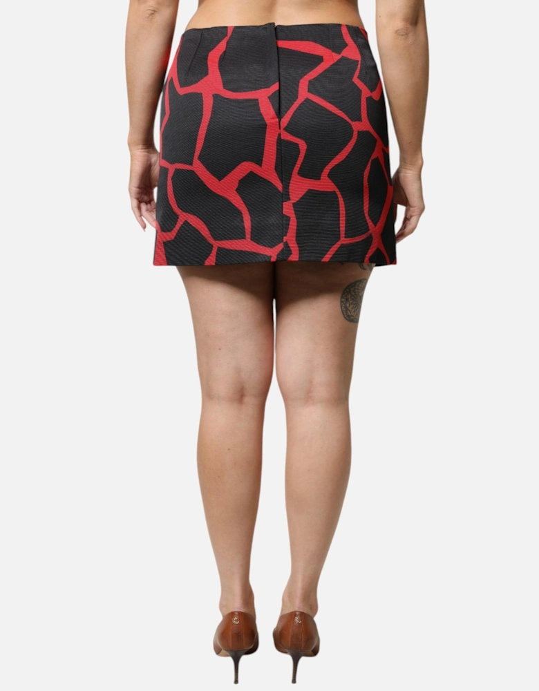 Mid Waist Mini Skirt with Back Zipper Women - Black And Red
