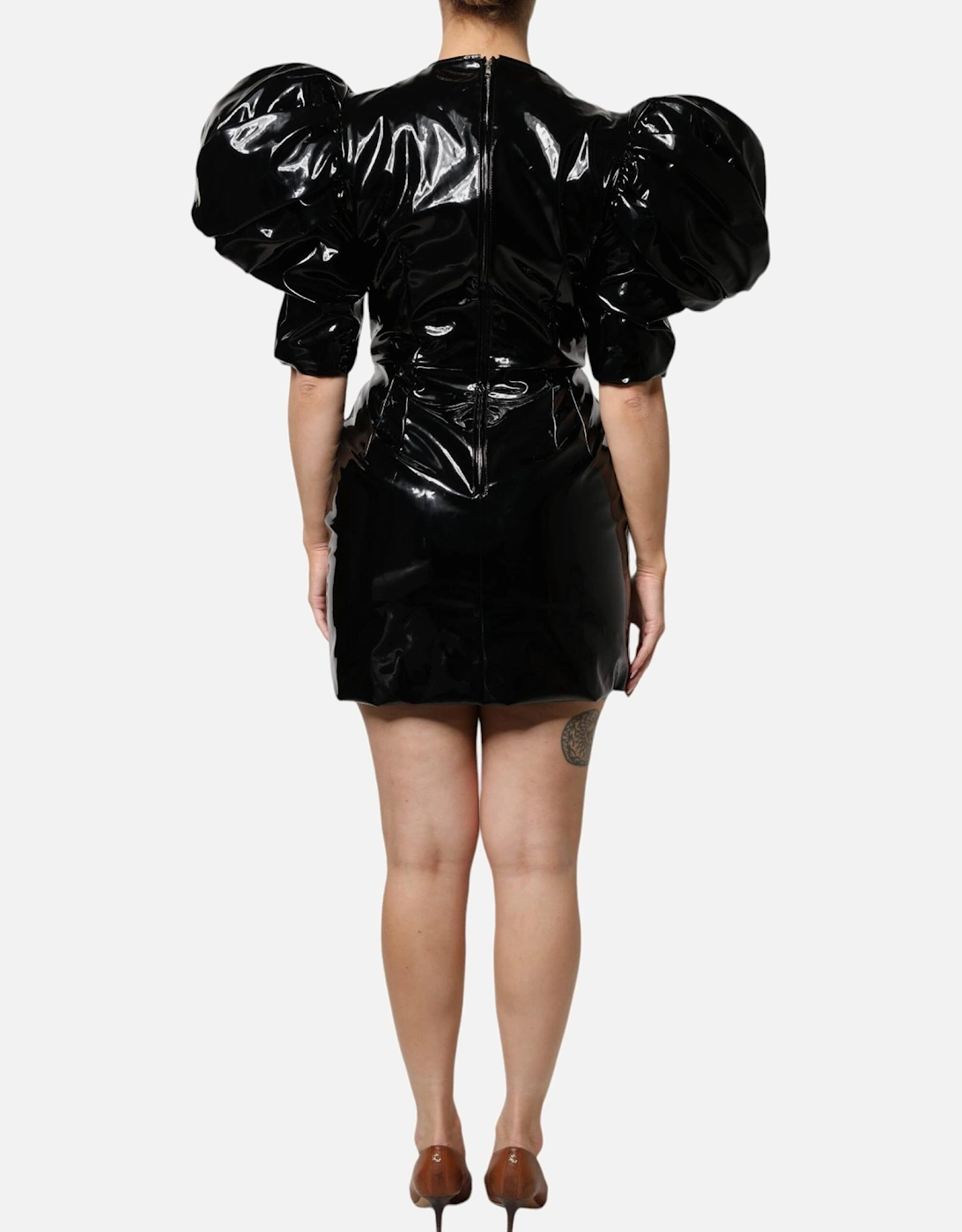 Dramatic Puff Sleeve Mini Dress Women - Black Dresses