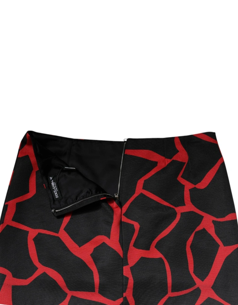 Mid Waist Mini Skirt with Back Zipper Women - Black And Red