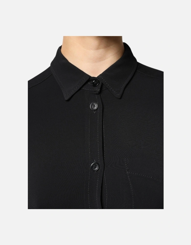 Mini Shirt Dress with Drawstring Waist Women - Black Dresses