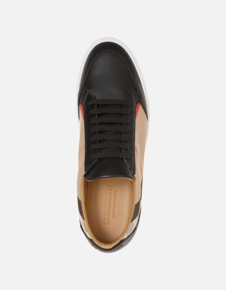 Smooth Leather and Canvas Low-Top Sneakers Women - Black