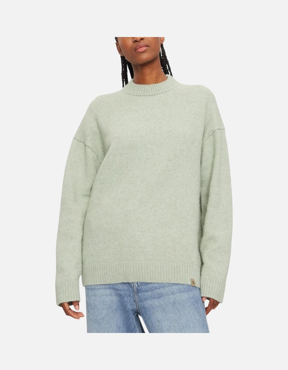 Textured Loose High Neck Sweater Women - Green, 5 of 4