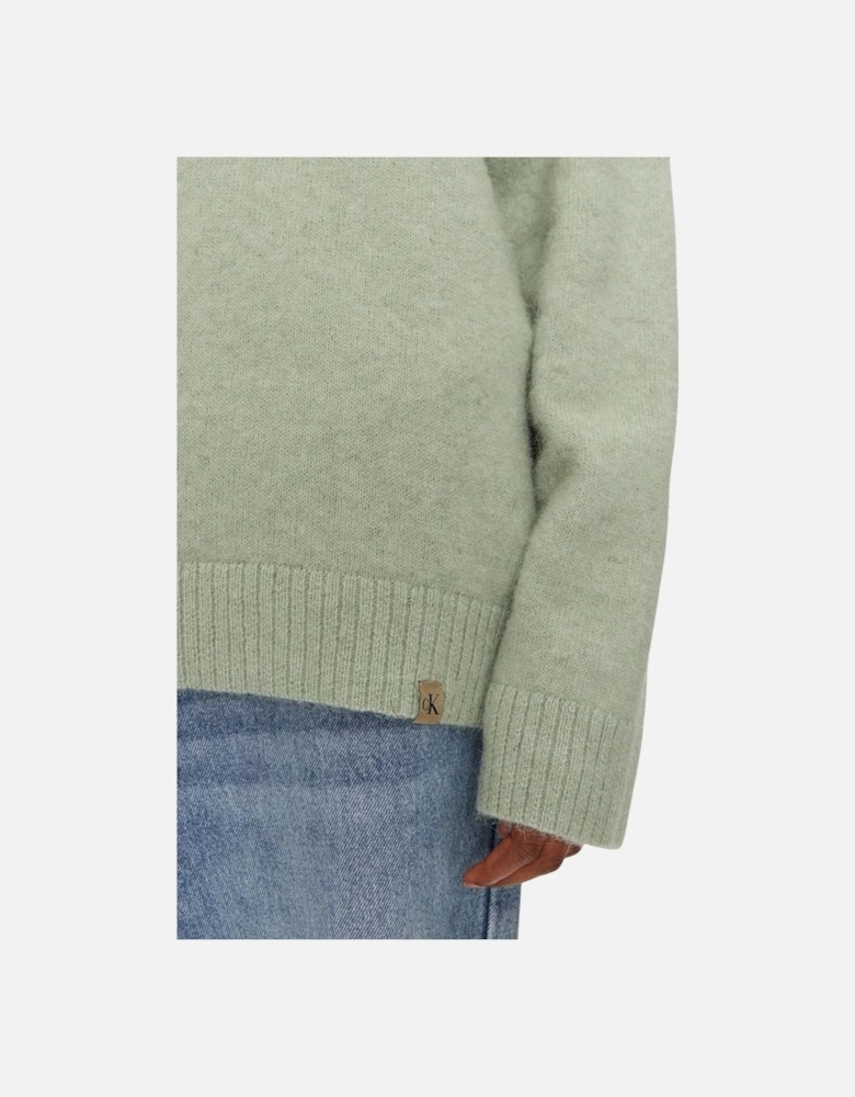 Textured Loose High Neck Sweater Women - Green