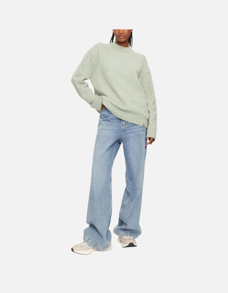 Textured Loose High Neck Sweater Women - Green