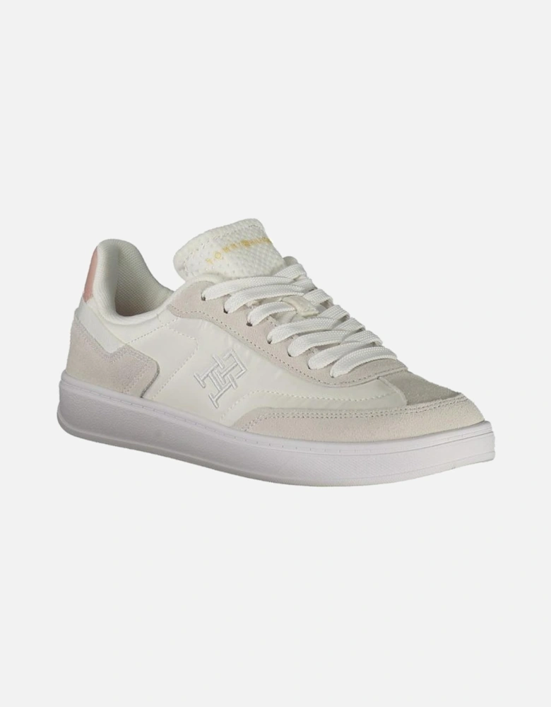 Contemporary Sports Shoes with Pink Accents Women - White Sneakers