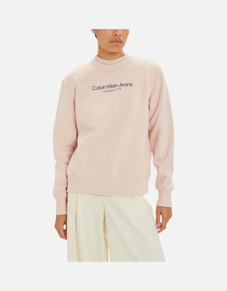 Institutional Graphic Sweatshirt with Logo Women - Pink Sweaters
