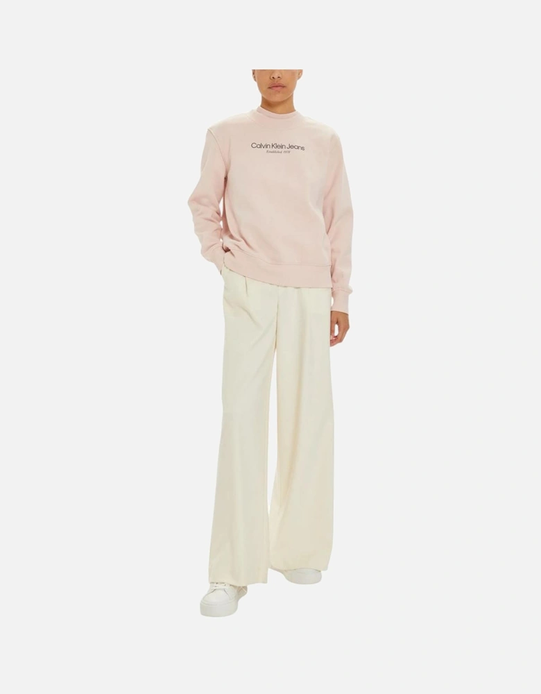 Institutional Graphic Sweatshirt with Logo Women - Pink Sweaters