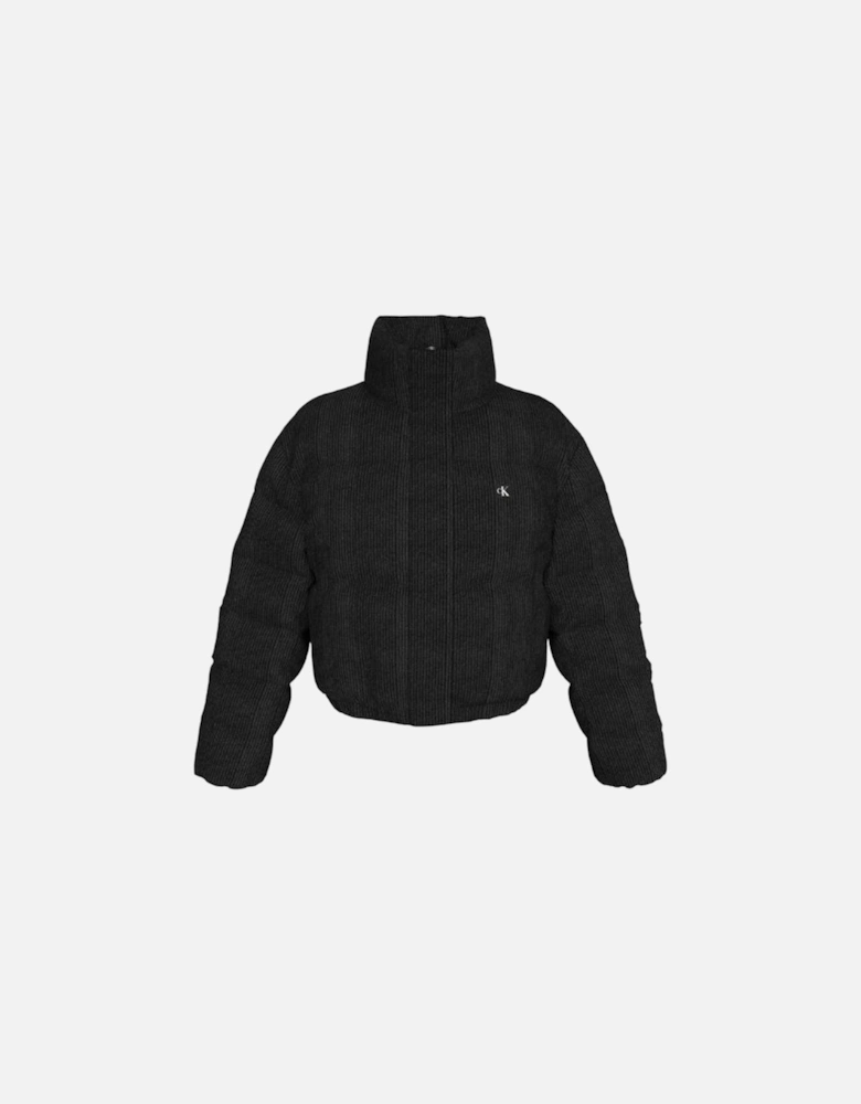 Corduroy Puffer Jacket with Modern Loose Fit Women - Black Jackets