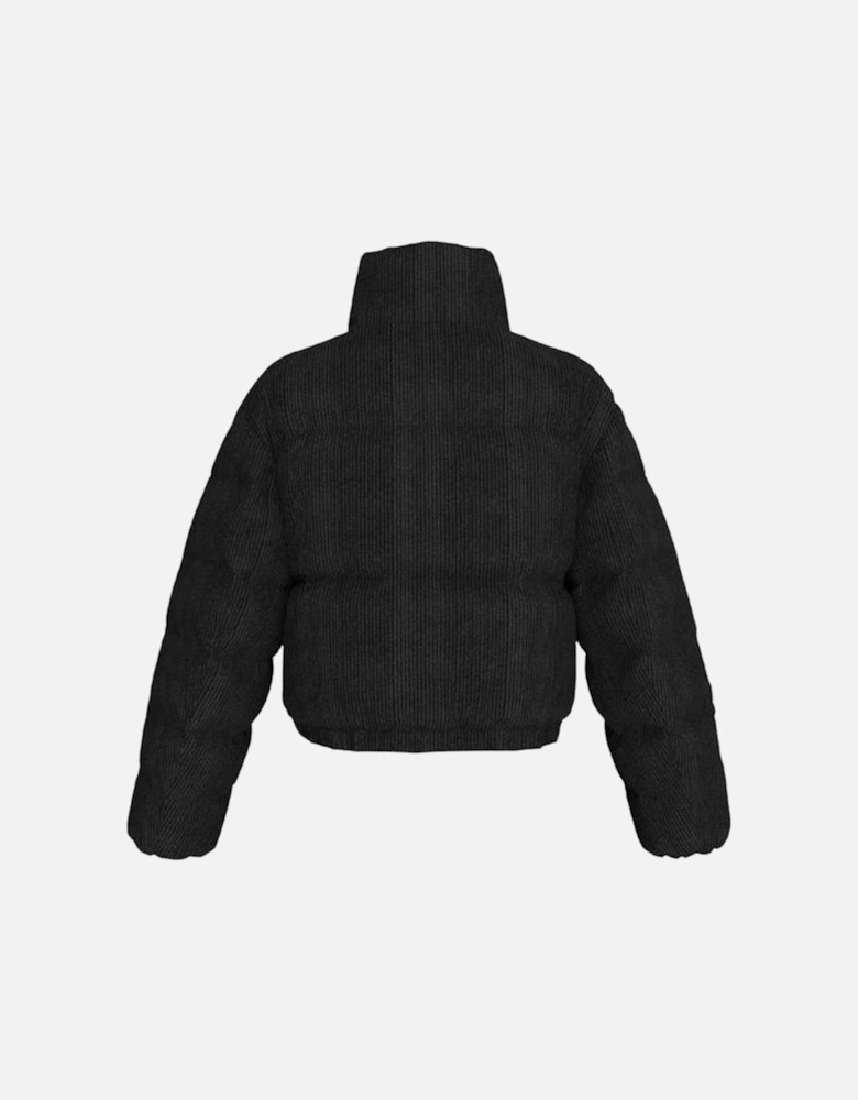 Corduroy Puffer Jacket with Modern Loose Fit Women - Black Jackets