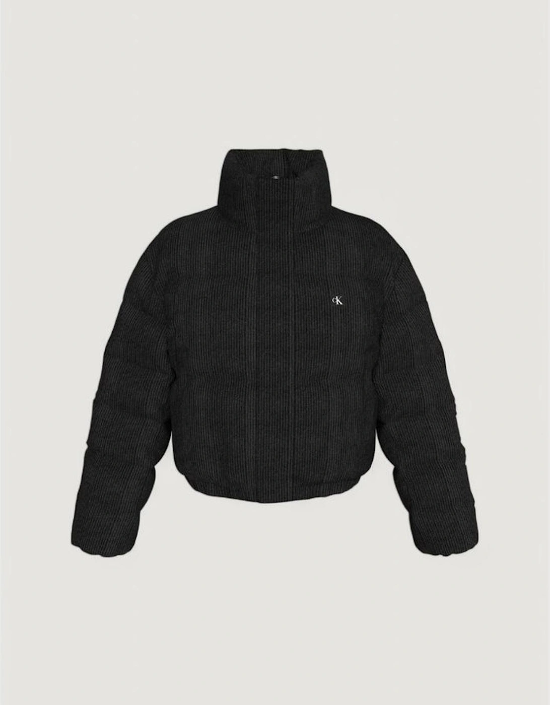 Corduroy Puffer Jacket with Modern Loose Fit Women - Black Jackets