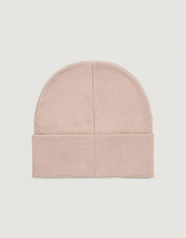 Mono Logo Embroidered Cotton Beanie Women - Beige Hats