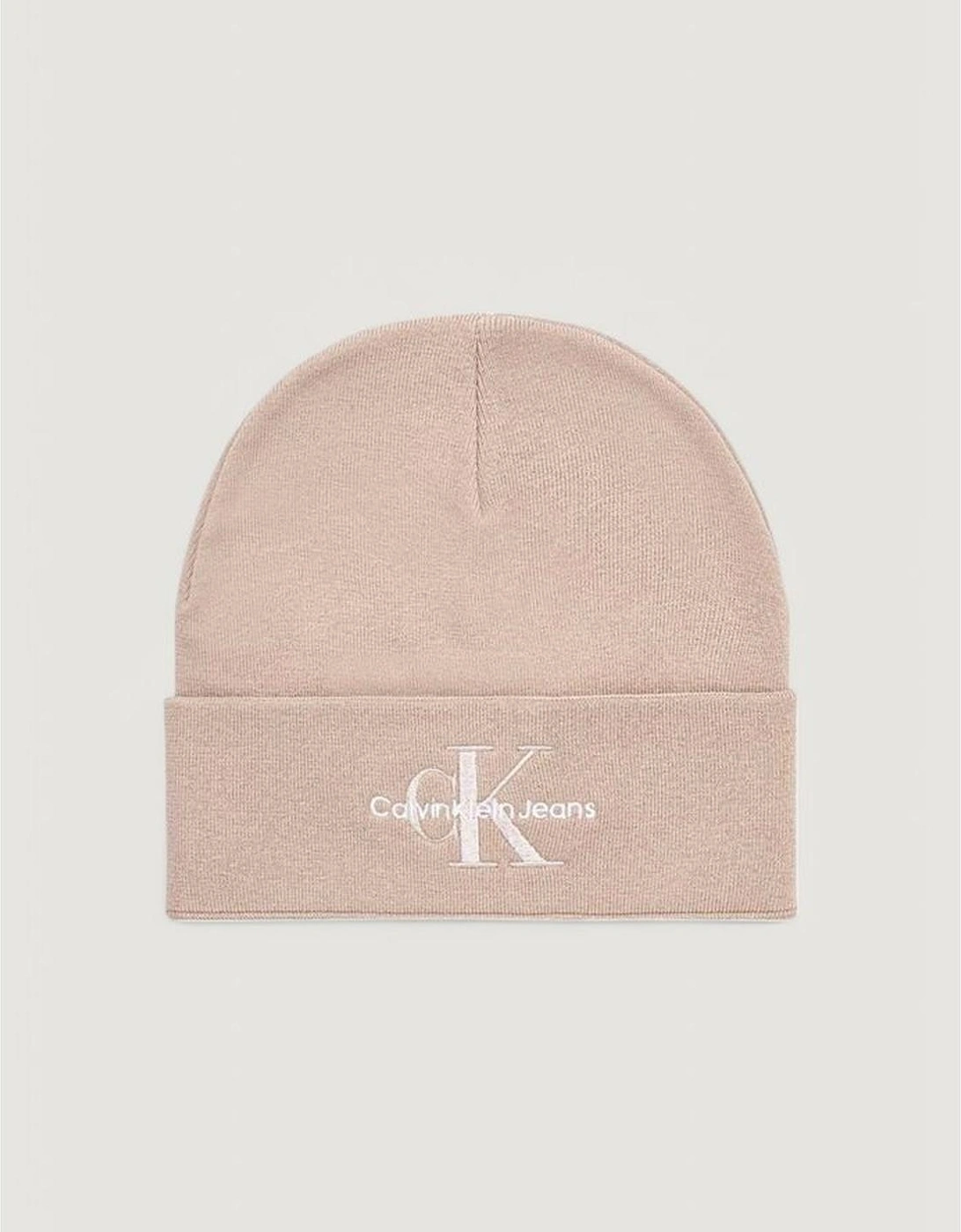 Mono Logo Embroidered Cotton Beanie Women - Beige Hats, 3 of 2