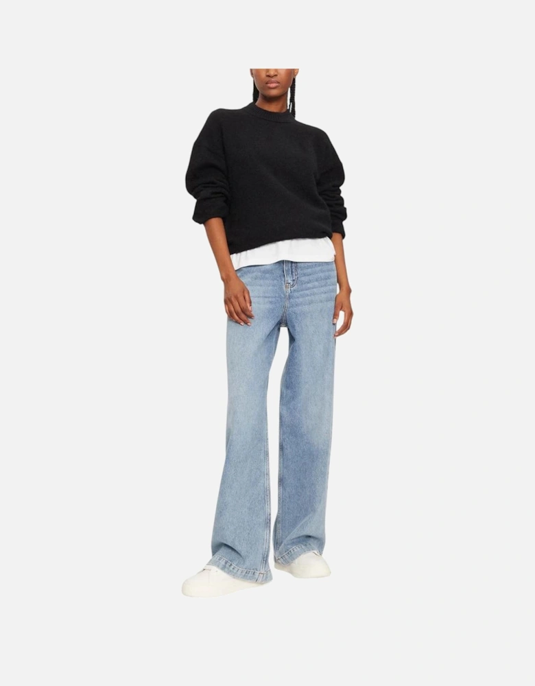 Textured Loose High Neck Sweater Women - Black