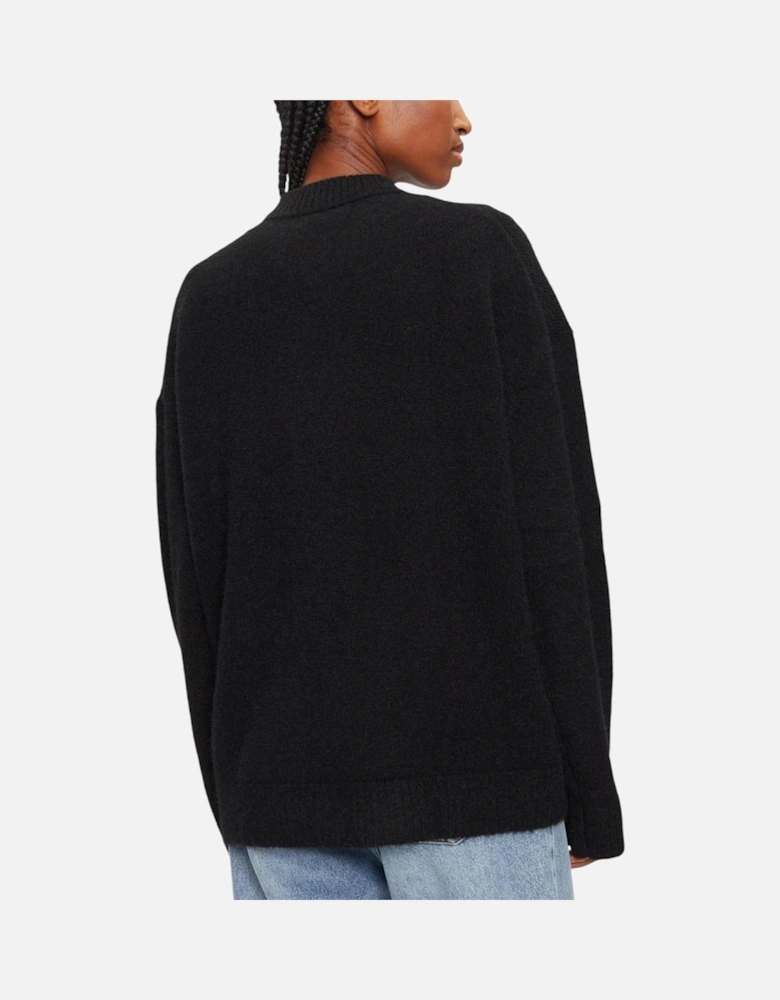 Textured Loose High Neck Sweater Women - Black