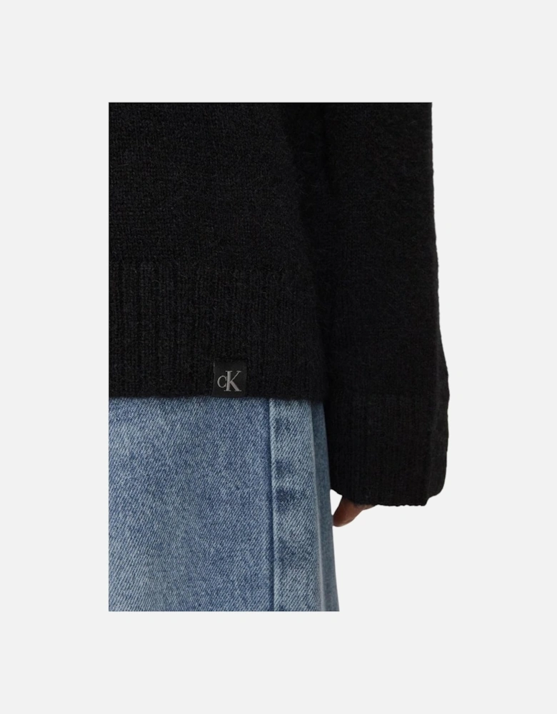 Textured Loose High Neck Sweater Women - Black