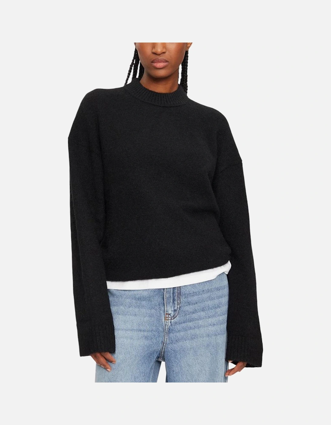 Textured Loose High Neck Sweater Women - Black, 5 of 4