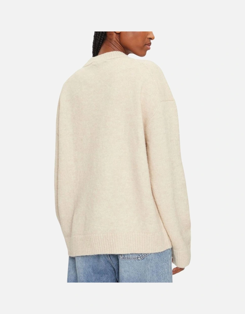 Textured Loose High Neck Sweater Women - Beige