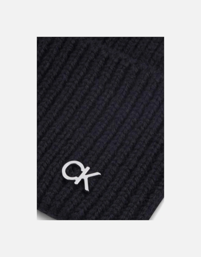 Chunky Ribbed Wool Cashmere Beanie Women - Black Hats