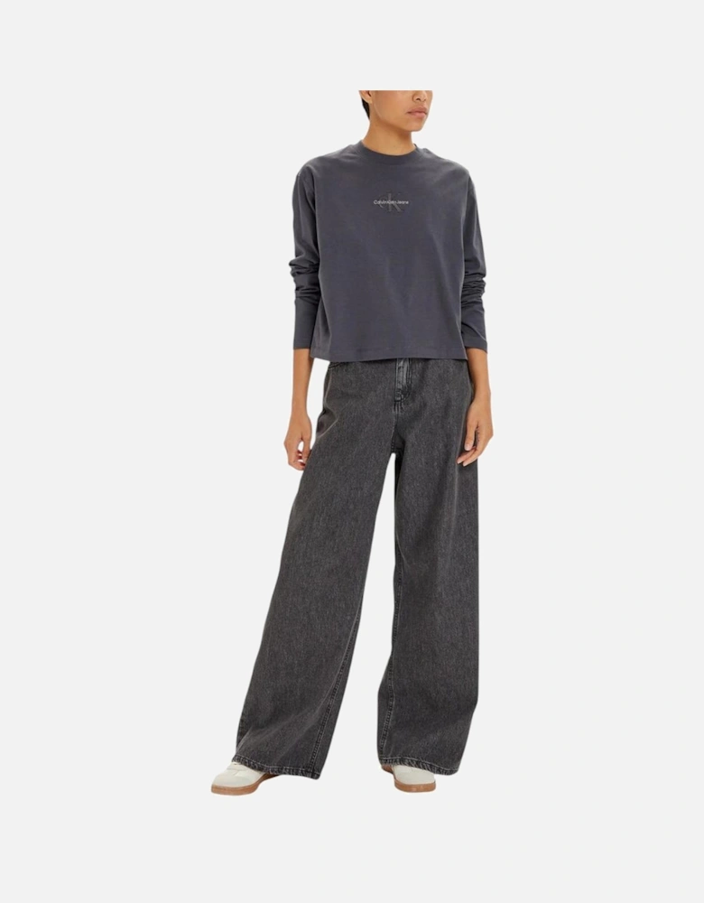 Monologo Loose Long-Sleeve T-Shirt Women - Gray