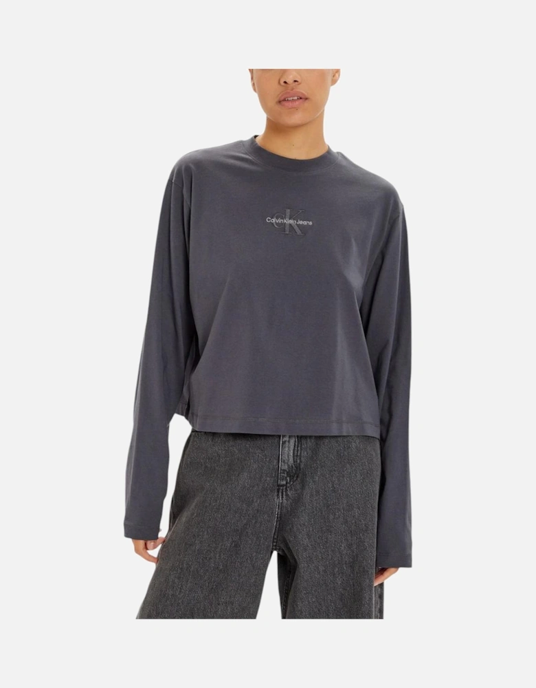 Monologo Loose Long-Sleeve T-Shirt Women - Gray