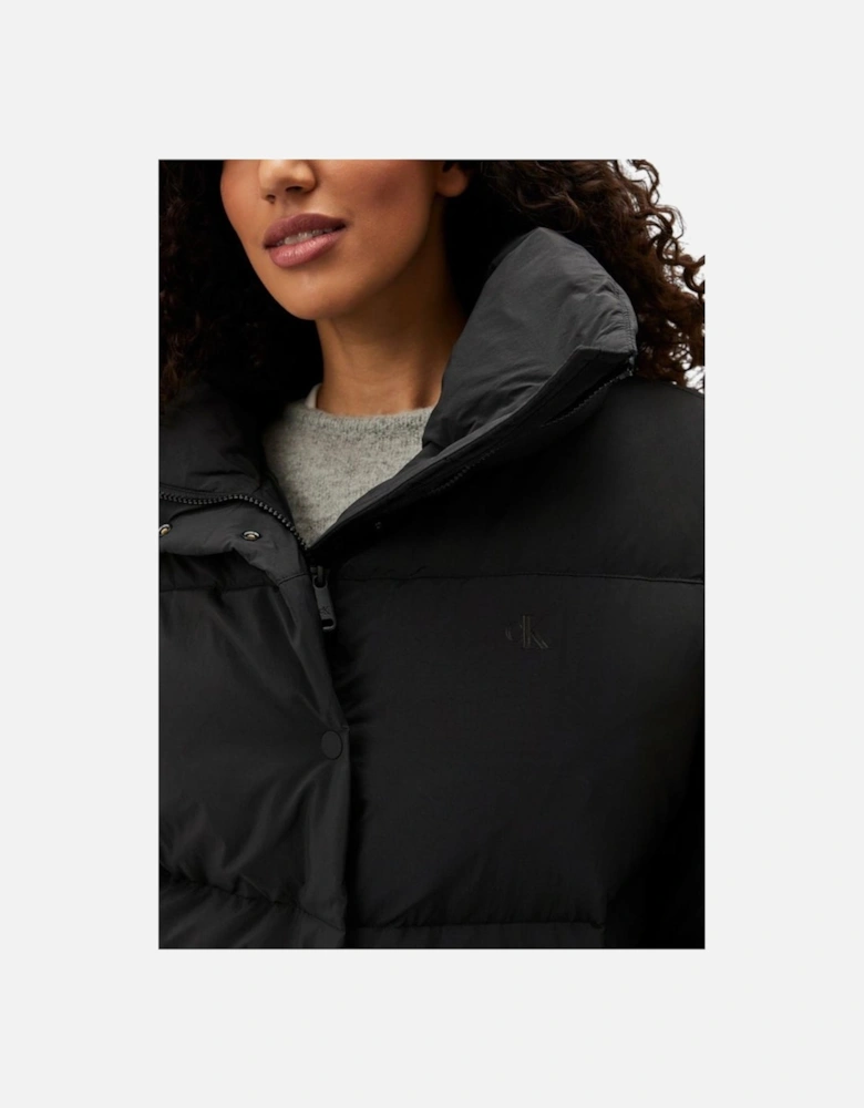 Relaxed Fit Puffer Jacket with High Collar Women - Black Jackets