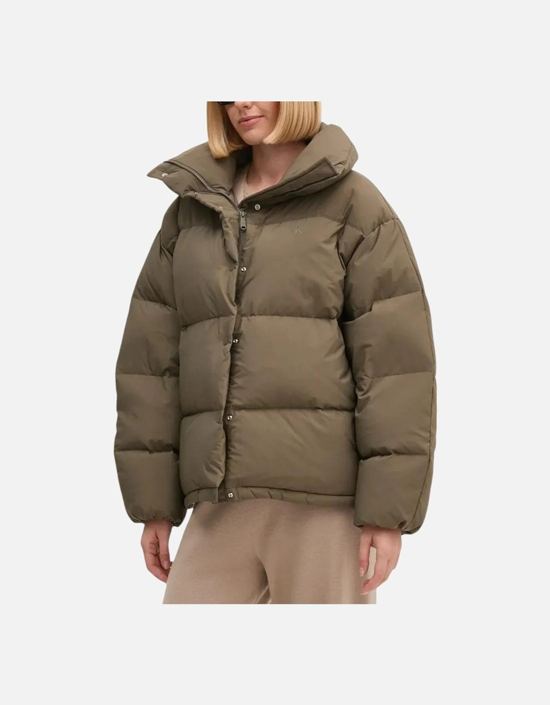 Relaxed Fit Puffer Jacket with High Collar Women - Gray Jackets, 5 of 4
