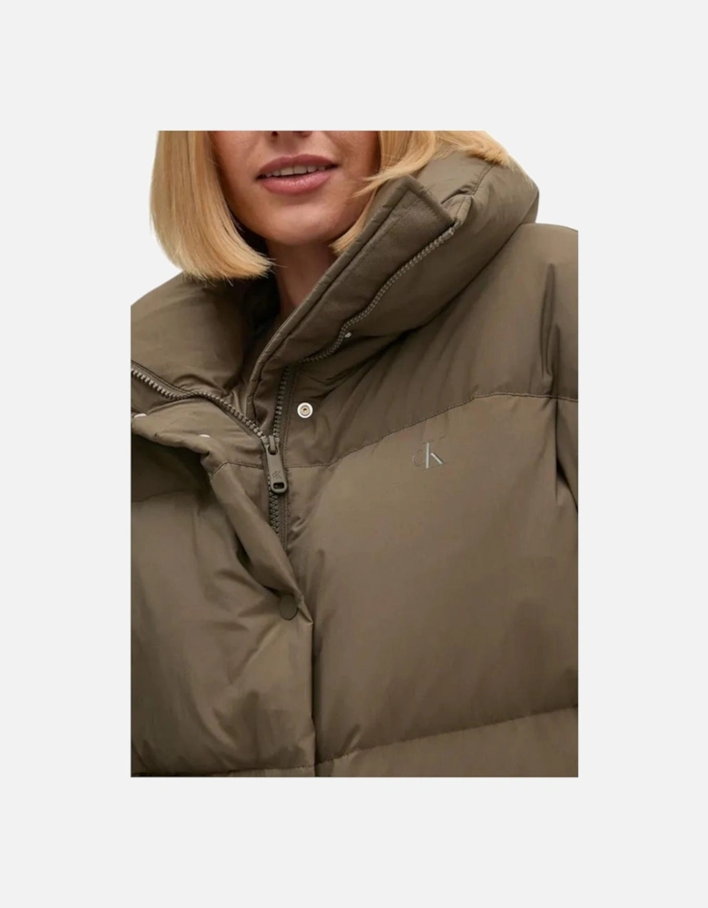 Relaxed Fit Puffer Jacket with High Collar Women - Gray Jackets