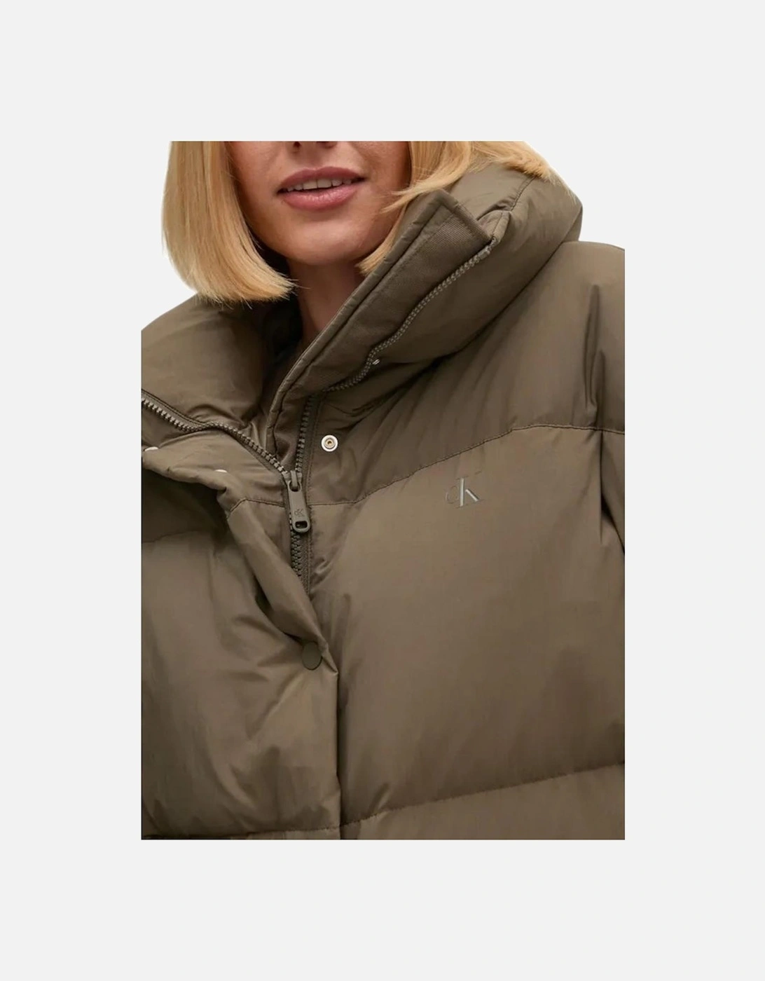 Relaxed Fit Puffer Jacket with High Collar Women - Gray Jackets
