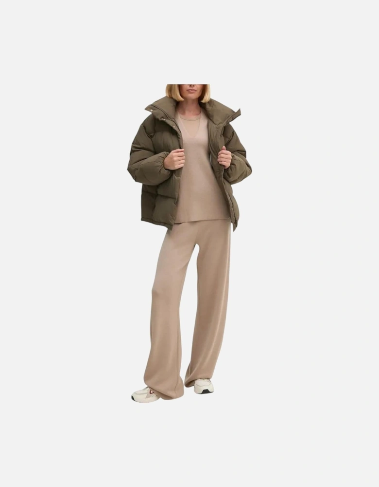 Relaxed Fit Puffer Jacket with High Collar Women - Gray Jackets
