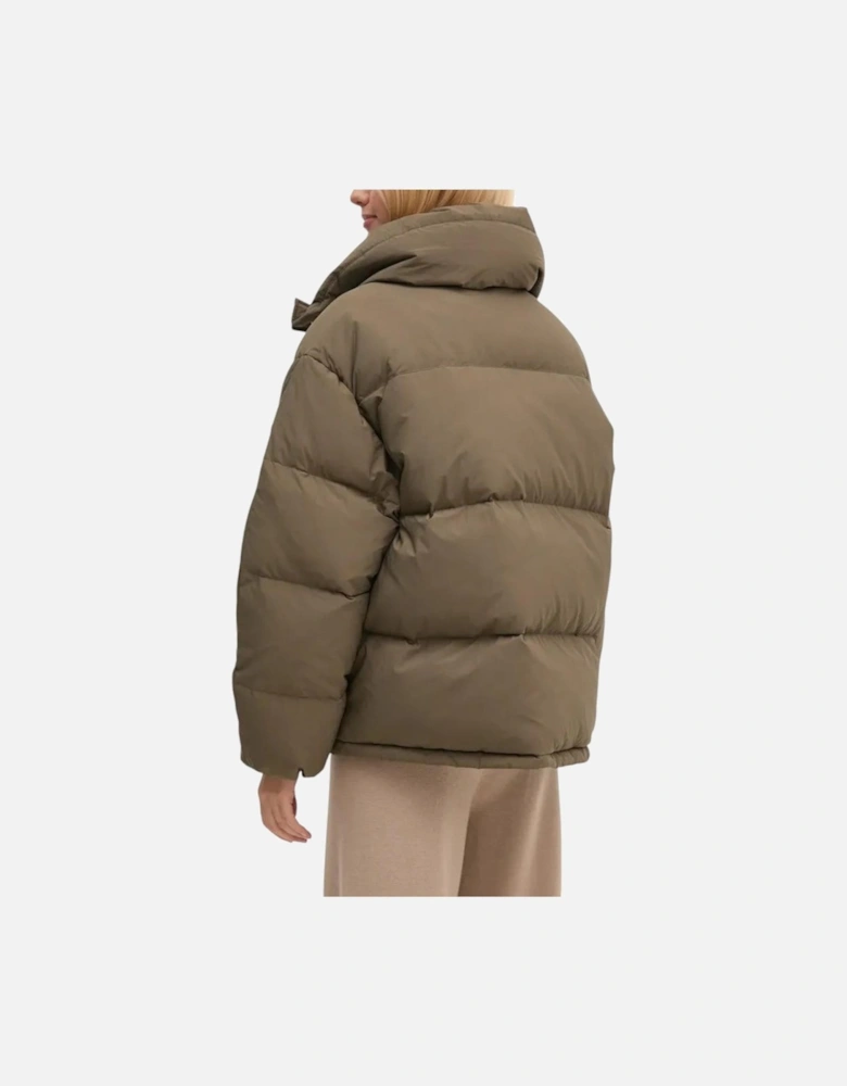 Relaxed Fit Puffer Jacket with High Collar Women - Gray Jackets