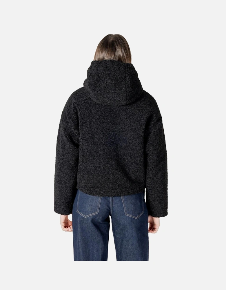 Sherpa Hooded Cropped Zip-Up Jacket Women - Black Jackets