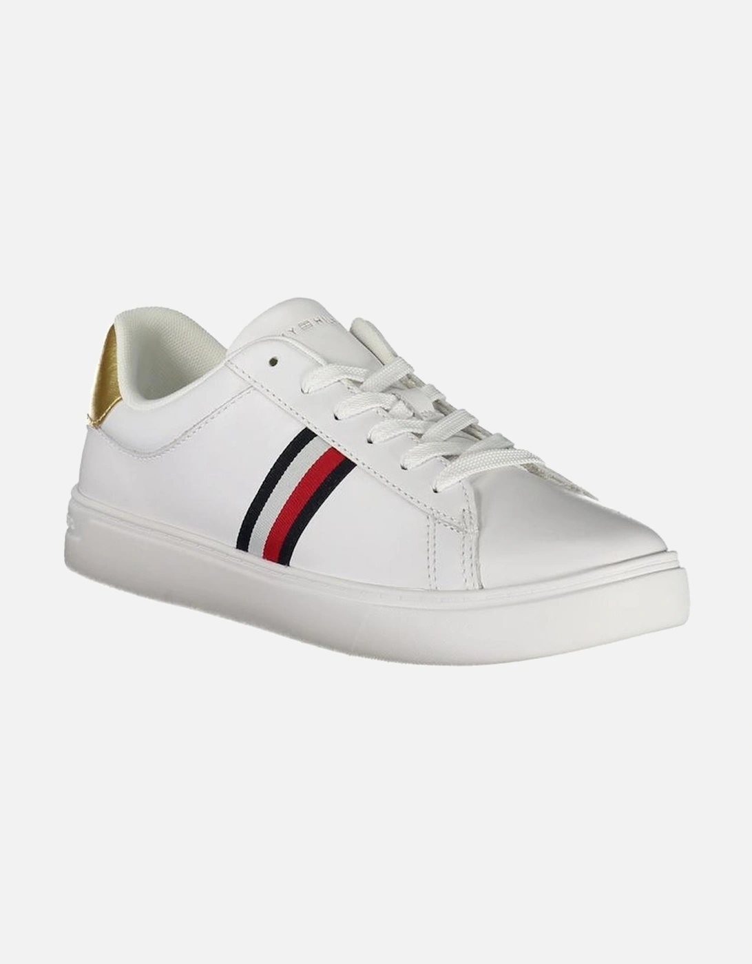 White Sneakers with Gold Detailing Women