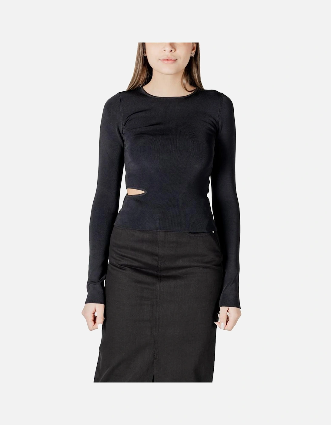 Cut-Out Detail Long Sleeve Top Women - Black T-Shirts, 6 of 5