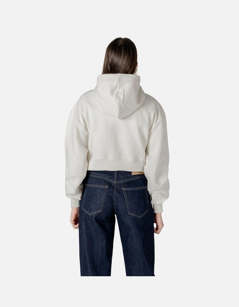 Chenille Logo Oversized Cotton Hoodie Women - Cream Sweaters